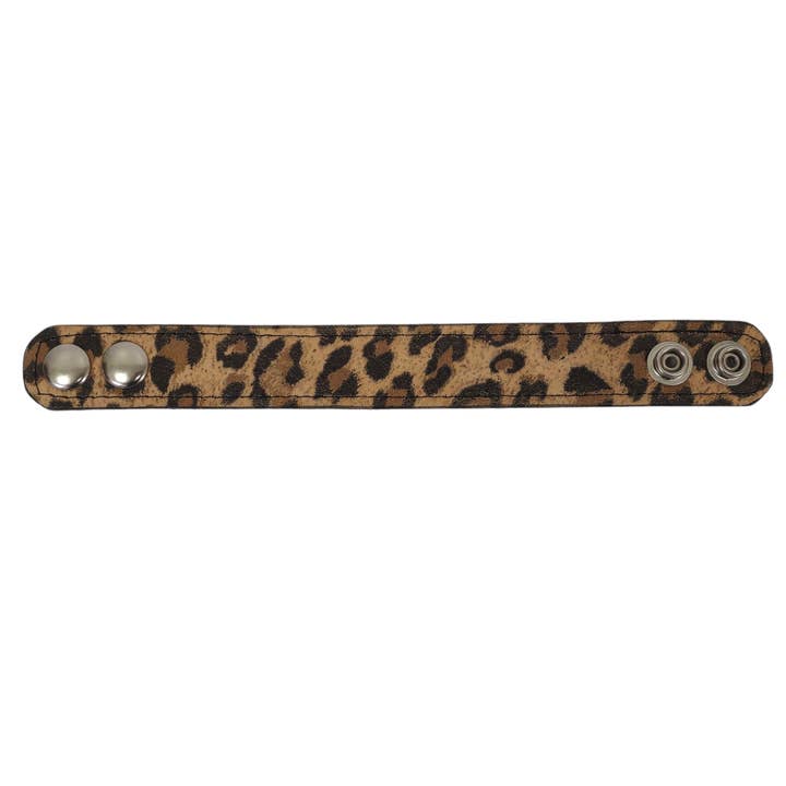 Funk Plus - Wholesale Bangle Bracelet - BC100CHEETAH GENUINE LEATHER LEOPARD CUFF SNAPPED BRACELET13