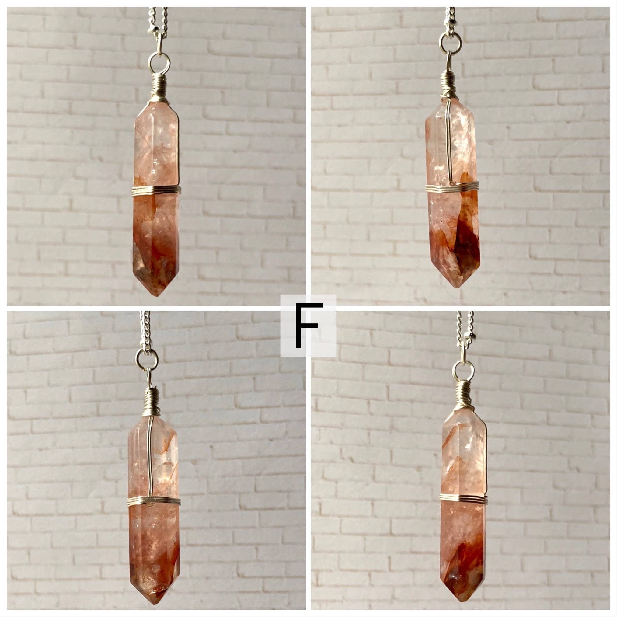 Moonchild Society - Vente Colliers à pendentif - Collier en cristal de quartz de feu lépidocrocite, bijoux enveloppés de fil d'argent, choisissez votre cristal9