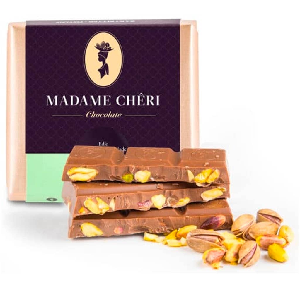 Kaffee und Schokolade GmbH - Vente Chocolats pâtissiers - Chocolat au lait entier aux pistaches 85g1