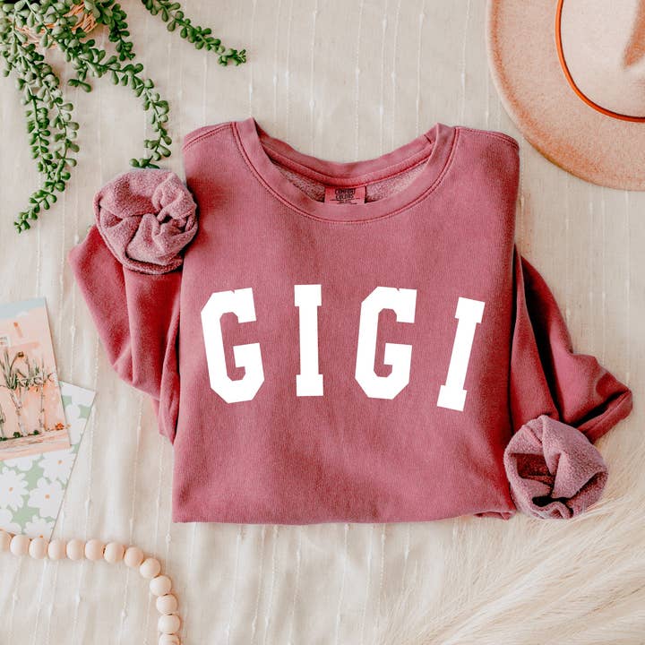 Gigi Grandma Garment Dyed Comfort Colors Sweatshirt for wholesale by Verita Culture