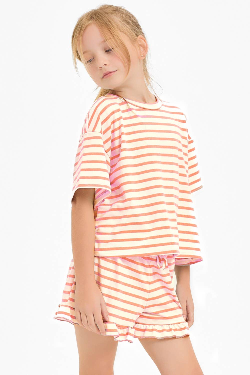 Good Girl - Vente Ensemble haut et short – enfant - Ensemble crop top à rayures et short à volants12