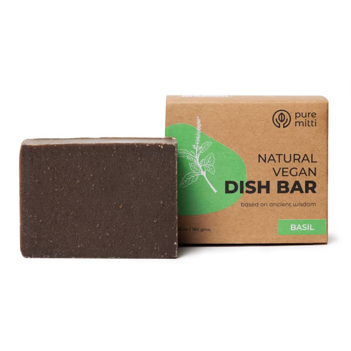 Pure Mitti - Wholesale Dish Soap - Toxin-Free Natural Vegan Basil Dish Wash Bar