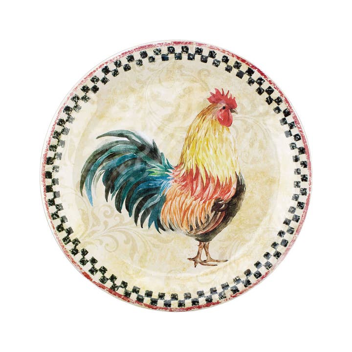 Supreme Housewares - Wholesale Dinner Plate - Country Rooster 9" Melamine Plate