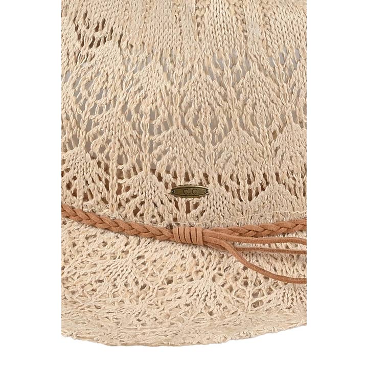 Hana – Chapéu de cowboy - Mulher por atacado – Chapéu de Cowboy de Tricô com Cordão em Ferradura C.C7