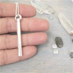 Luxe Design Jewellery - Wholesale Individual Charm/Pendant - Cylinder Urn Pendant for Cremation Ashes Sterling Silver Matte2