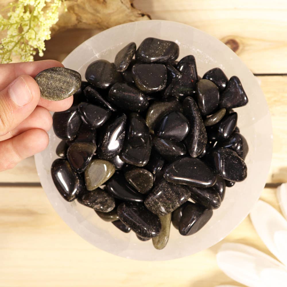 Natures Artifacts Inc – wholesale Spiritual stone/crystal – 1 lb Golden Sheen Obsidian Tumbled Stones2
