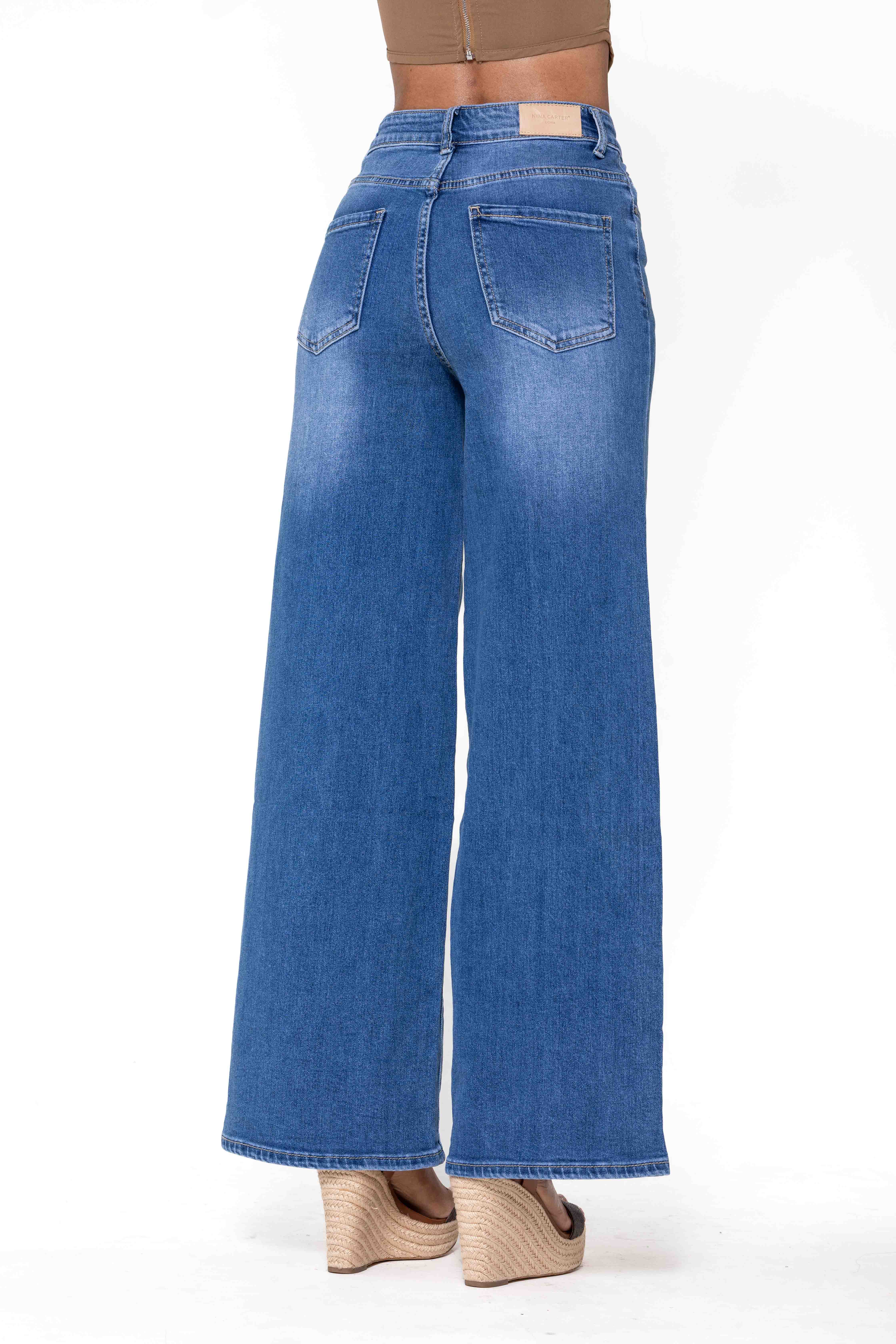 Nina Carter - Vente Jean – femme - Nina Carter super WIDE LEG taille haute stretch YY30015