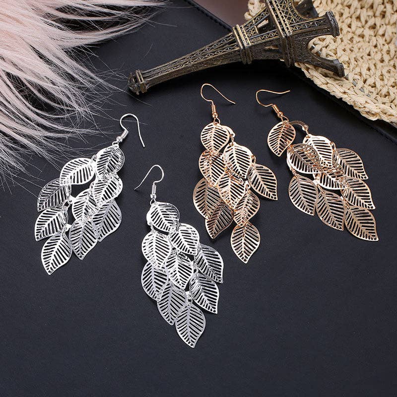 MoodGold - Wholesale Dangle Earrings - Fashion Simple Cutout Leaves Earrings1