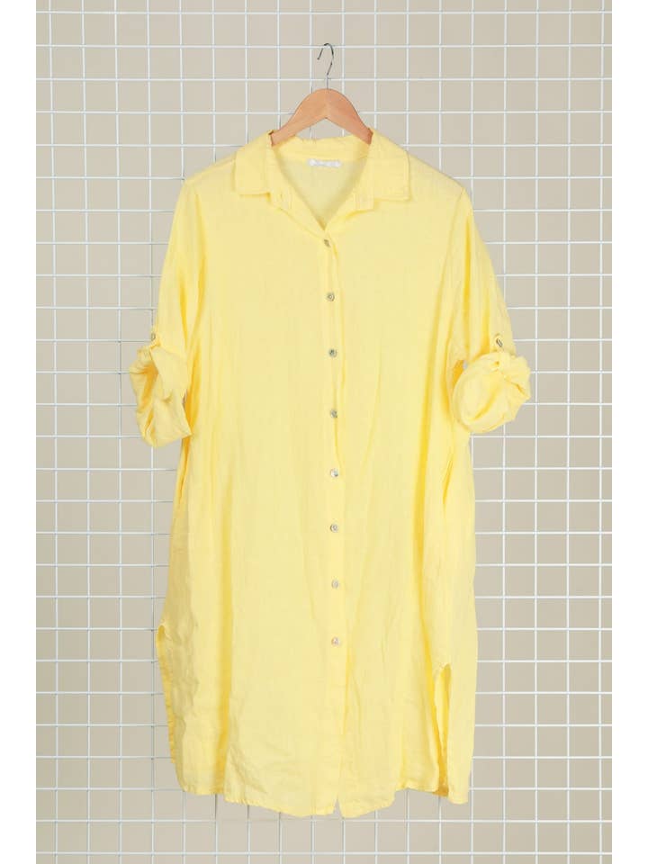 la maison des fibres naturelles - Wholesale Dress – Women's - Mid-length buttoned shirt dress 100% linen 6931907
