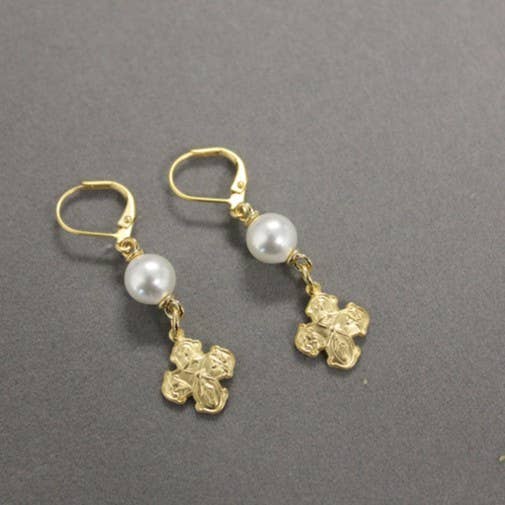Weisinger Designs - Vente Boucles d'oreilles pendantes - ER07 Boucle d'oreille religieuse 4 Way Croix