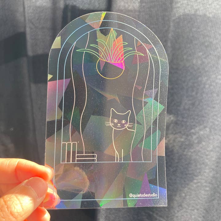 Quietude Studio - Wholesale Wall Decal/Stickers - Window Cat Rainbow Suncatcher2