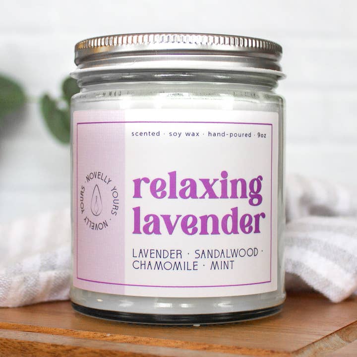 Relaxing Lavender candle | Stress-Relief, Self-Care Scent for wholesale by Novelly Yours