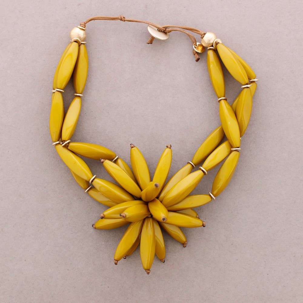 Sonata - Wholesale Snap Jewelry - Triple Choker Beads Resin Flower2