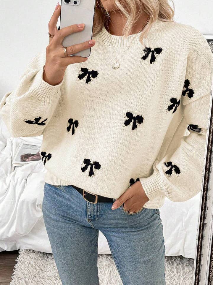 Lovenne - Wholesale Knit Sweater - Women's - Fashionable new style pullover bow sweater6