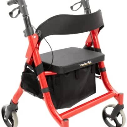 Titus Deluxe Bariatric Walker Rollator. 600lb Wt Capacity Heavy-Duty Oval Tubing. High-Capacity Padded Seat/Backrest. Height Adjustable Angled Hand Grips. Foldable. Indoor/Outdoor Use for wholesale by Platinum Health LLC