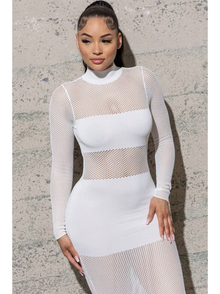 Melrose with Love - Wholesale Dress - Women's - MAXI SWEATER MESH DRESS11