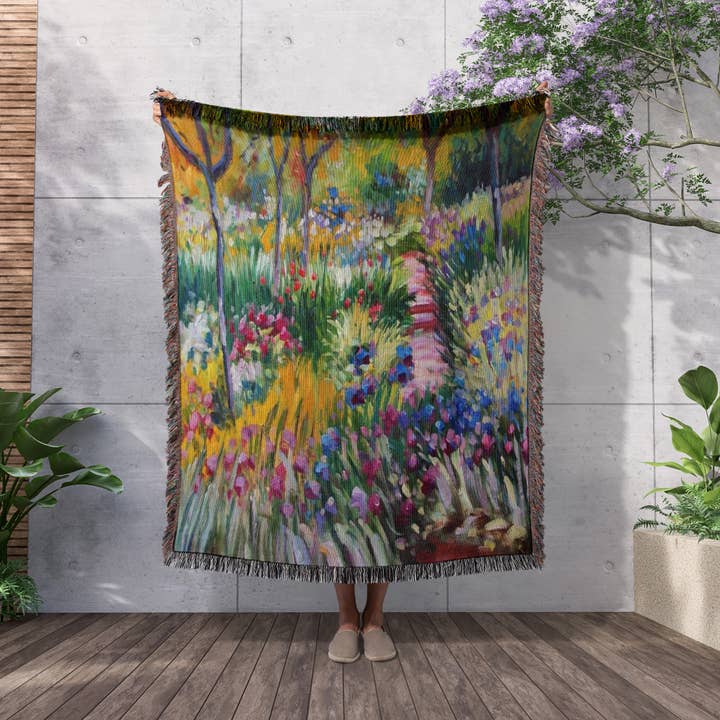 3dRose - Wholesale Throw Blanket - 3dRose, Print of Monet Painting Monet Garden, Blanket2
