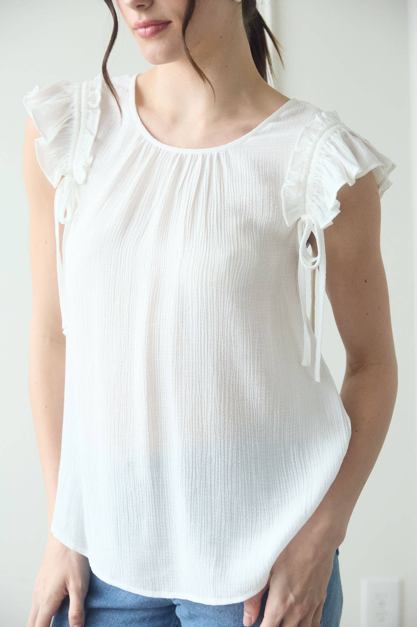 MINE - Wholesale Blouse - Women's - RUFFLE DETAIL DRAWSTRING DETAIL BLOUSE15