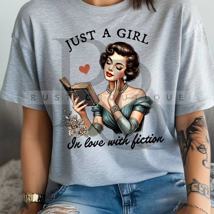 Bookish T-Shirt Vintage Bookish Tee Vintage Girl Book Tee for wholesale by RusticPrintStudio