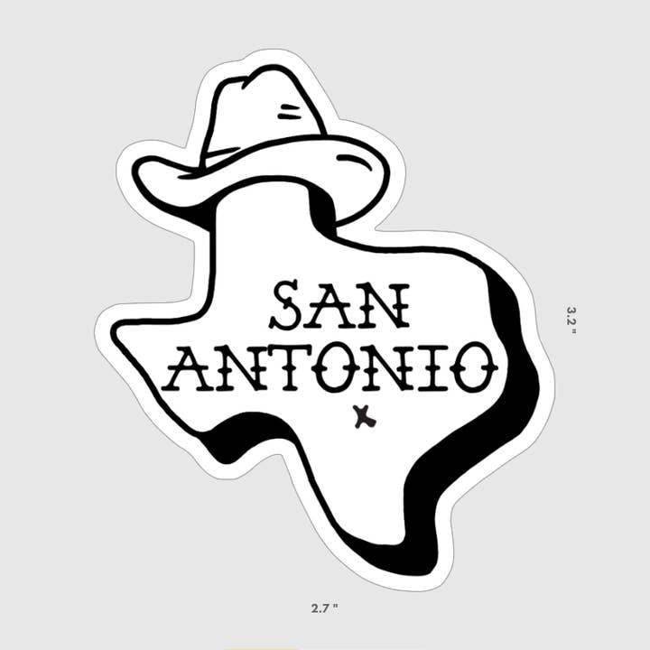 San Antonio Vintage Texas Sticker Cowboy Hat Sticker for wholesale by The Sticker Box | Texas Inspired Stickers & Magnets