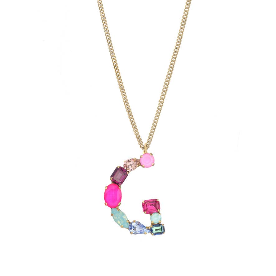 TOVA - Wholesale Pendant/Charm Necklace - Monograms in Neon Necklace7