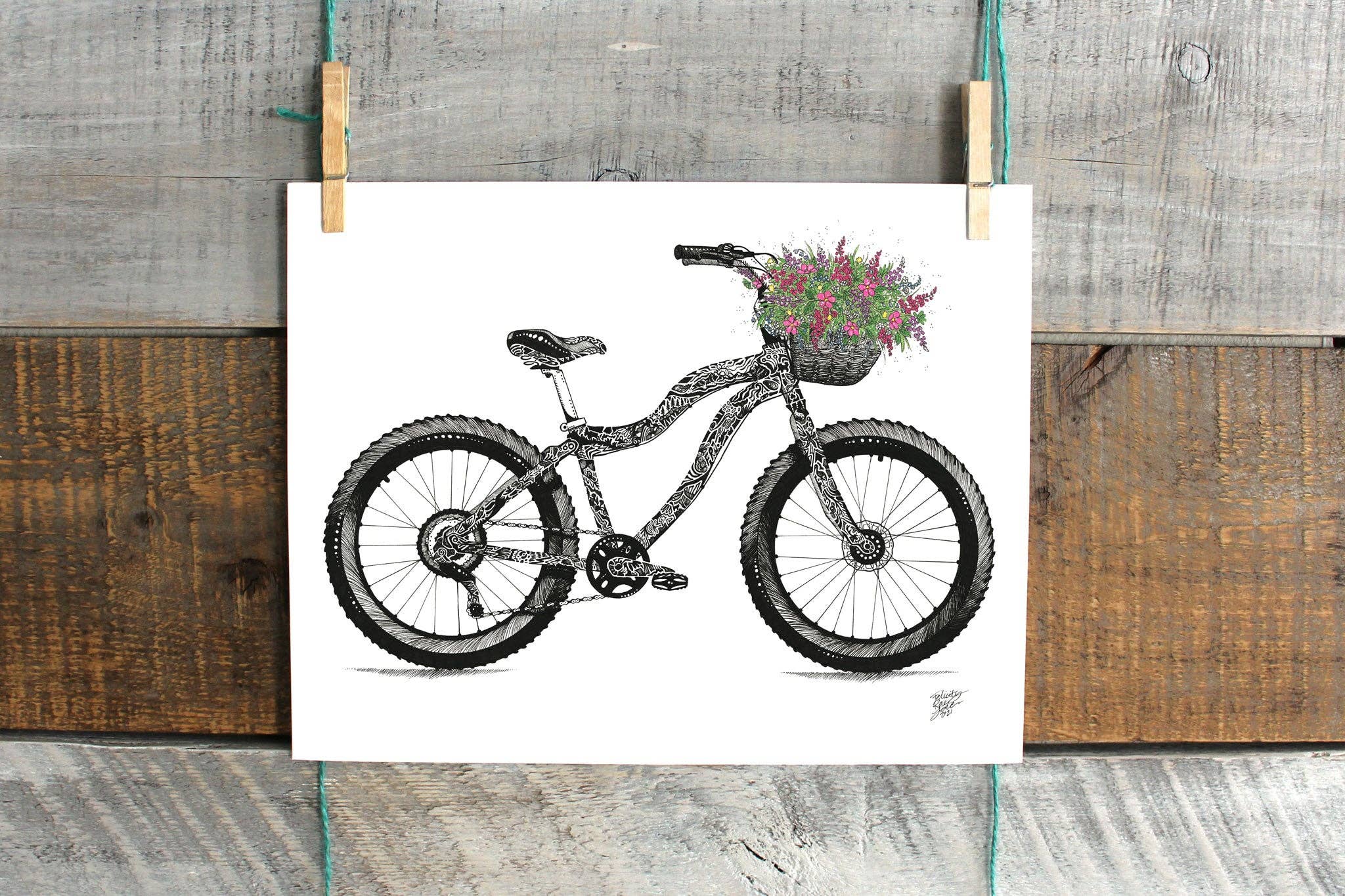 FJ Creations - Wholesale Art Print - Fat Tire Bike - Doodle Series - Fine Art Print1