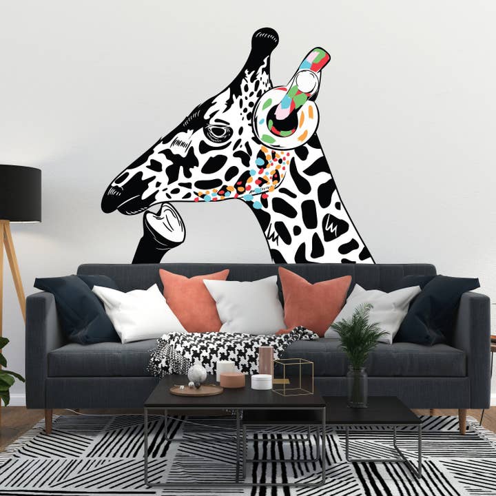 Denkende giraffe-sticker - Geïnspireerd door Banksy - Vinyl DJ Baksy muursticker voor wholesale door Decords
