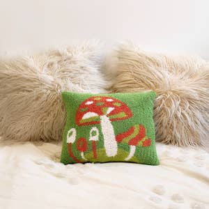 Owl With Mushroom Latch Hook Cushion Cover Kits for Adults Blank Canvas 