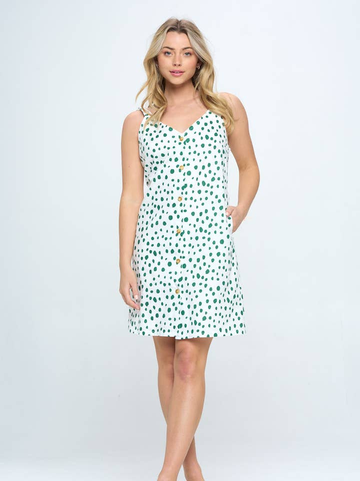 SPAGHETTIJURK MET GROENE STIPPENPRINT voor wholesale door SM WARDROBE