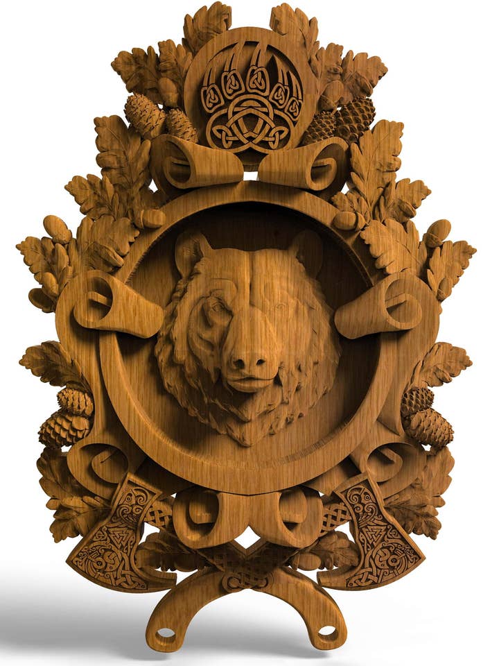 Holzbärenkopf-Schnitzerei für den Großhandel von KozakWorkshop