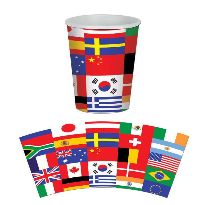 International Flag Beverage Cups - 9oz for wholesale by 360 Degrees Ltd