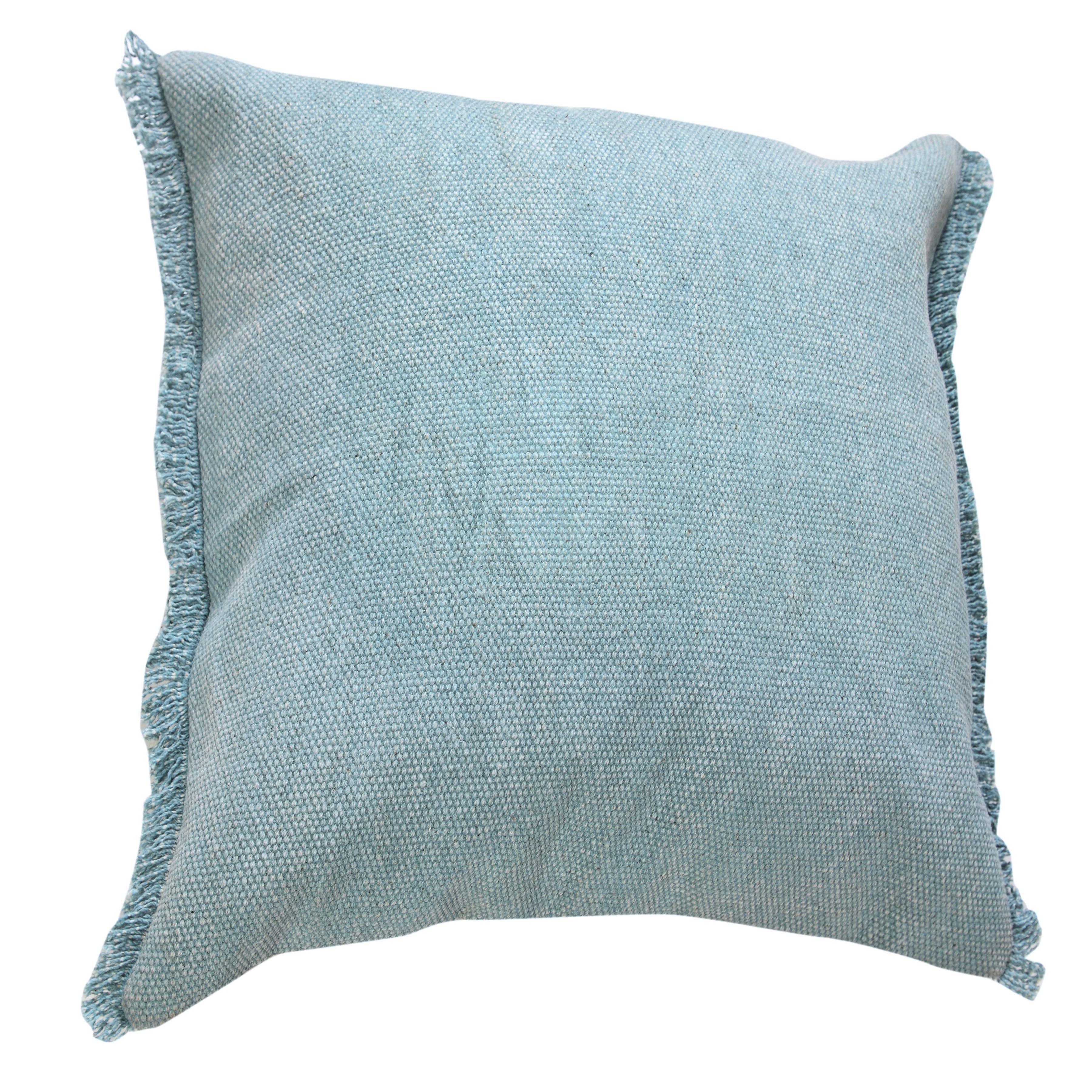 Light Blue Solid Stonewash Throw Pillow with Fringe for wholesale on Faire12