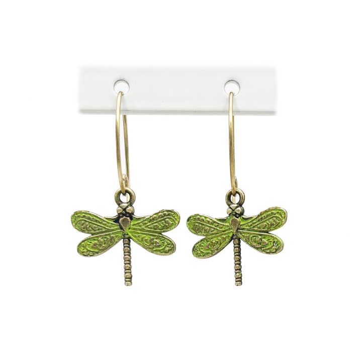 Dragonfly Charm Earrings for wholesale by Gleeful Peacock
