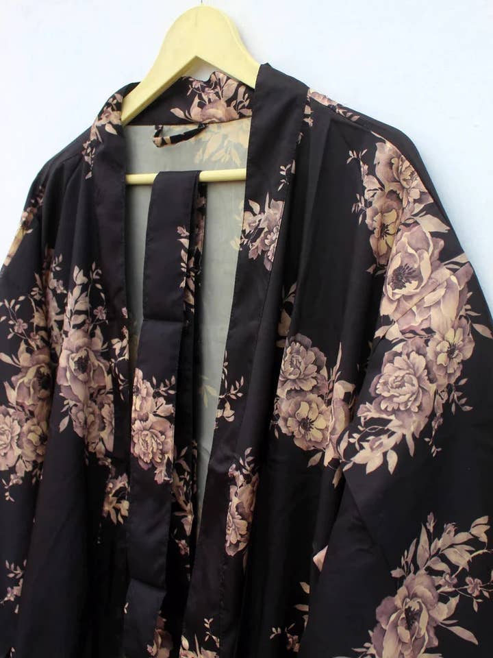 GYPSY STUDIO - Venta al por mayor Kimono - Mujer - Kimono de sari indio de crepé boho folk estilo diosa hippy para calle3