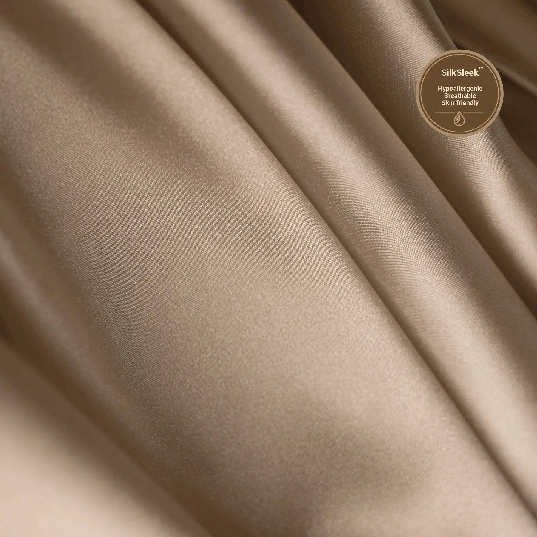 SilkSleek® - Wholesale Bedding Pillowcase/Sham - Taupe Silk Pillowcase6