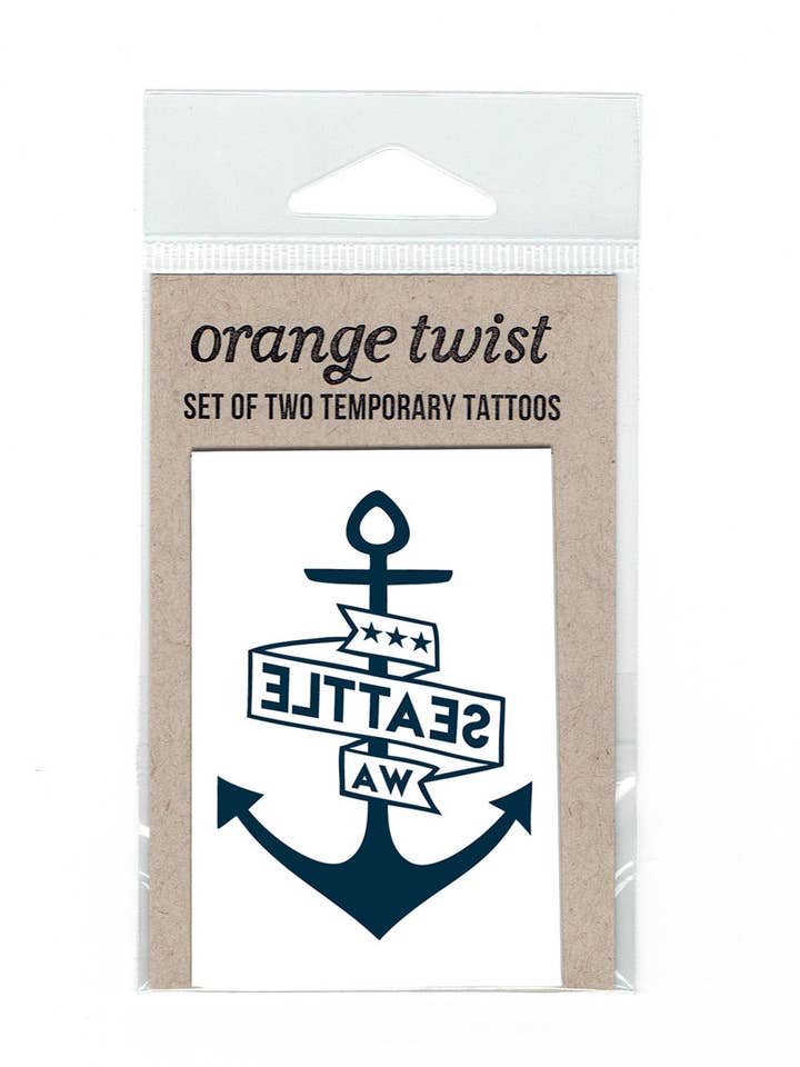 Tatuajes temporales de ancla de Seattle - Juego de dos para venta al por mayor de Orange Twist Studio LLC
