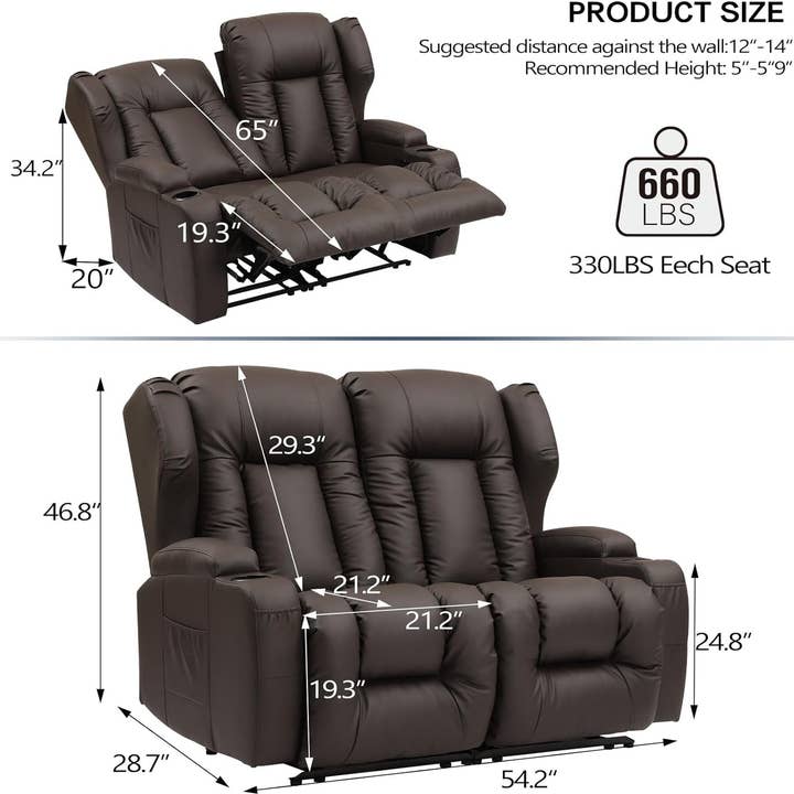 ShipItFurniture - Wholesale Sofa - 54" RV Recliner Loveseat - Manual