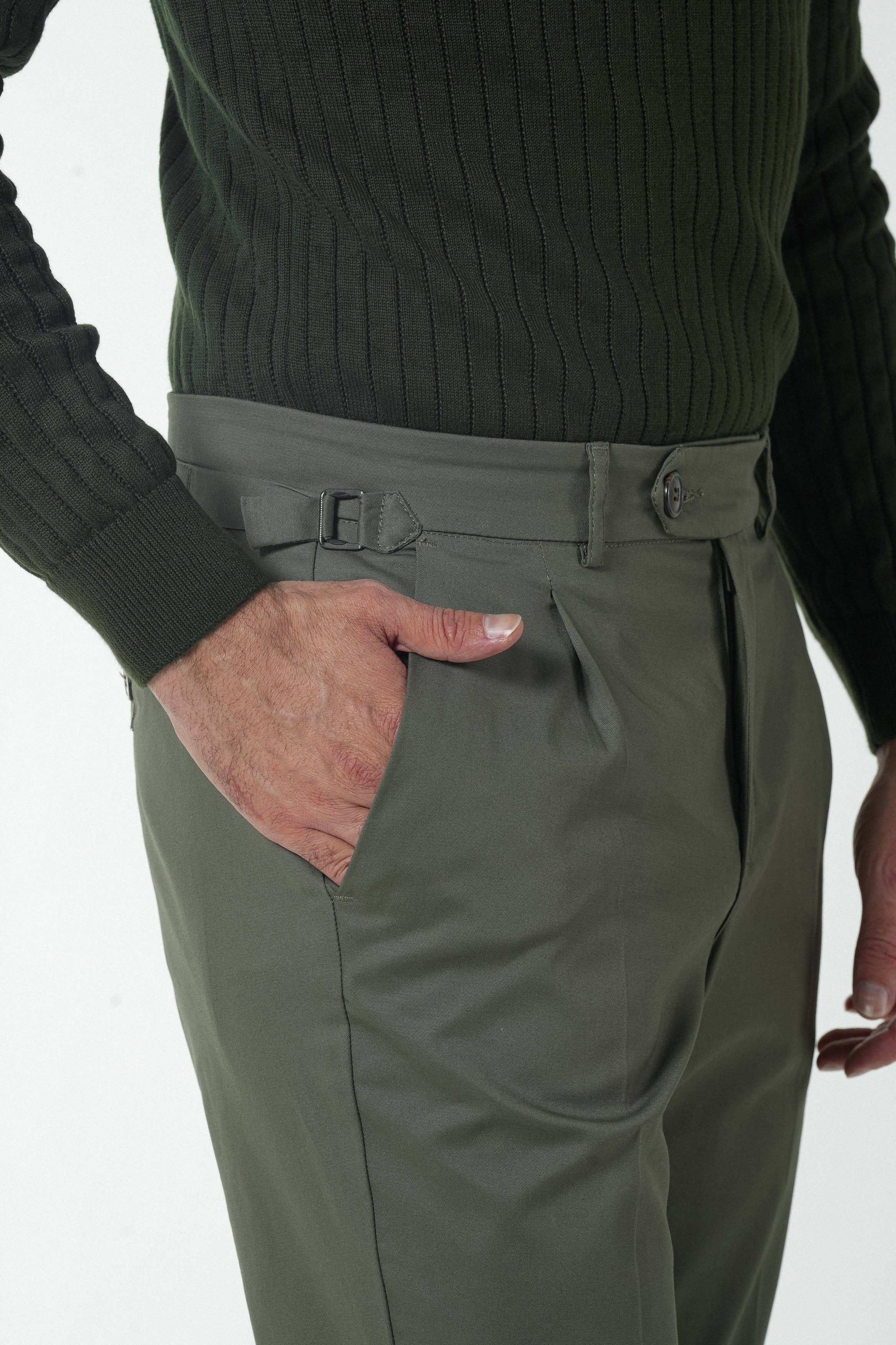 DONATO - Wholesale Knit Sweater - Men's - Green Ribbed High Neck5