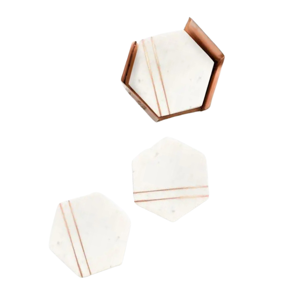 CLINQ - Wholesale Coasters - Copper and Marble Coasters (Set of 4)0