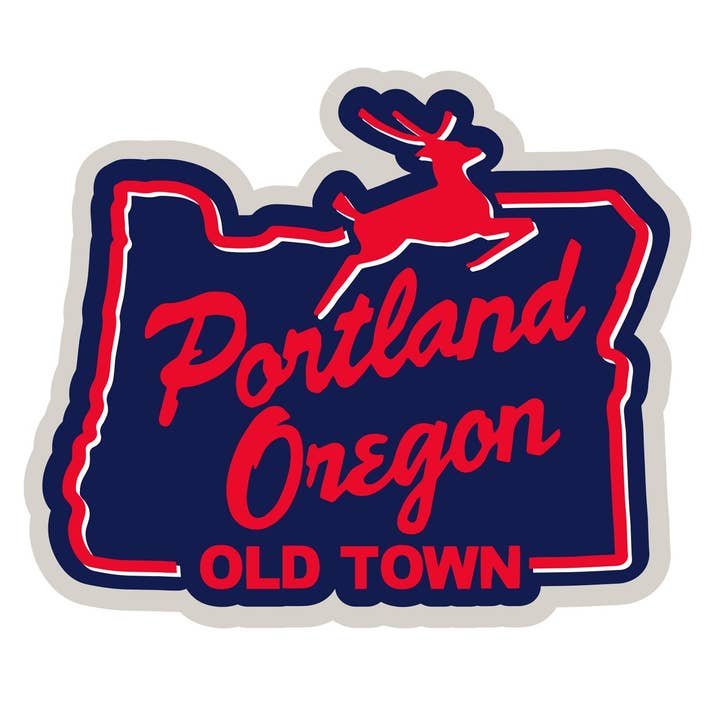 White Stag Sign Portland Oregon | Vinyl Sticker for wholesale by Little Bay Root