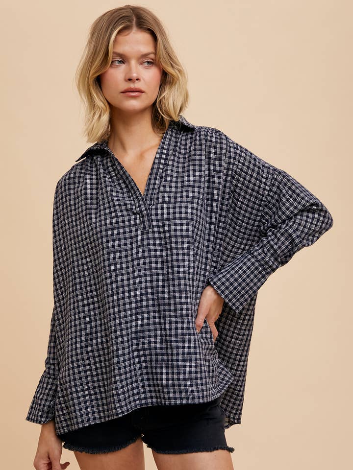 In Loom - Wholesale Shirt - Women's - V NECK COLLARED SHIRT