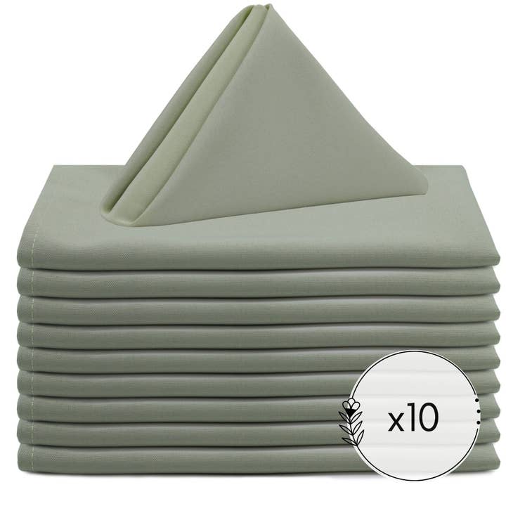 YOUR CHAIR COVERS - Wholesale Dinner & Cloth Napkin - 20 Inch Polyester Cloth Napkins Sage (Pack of 10)2
