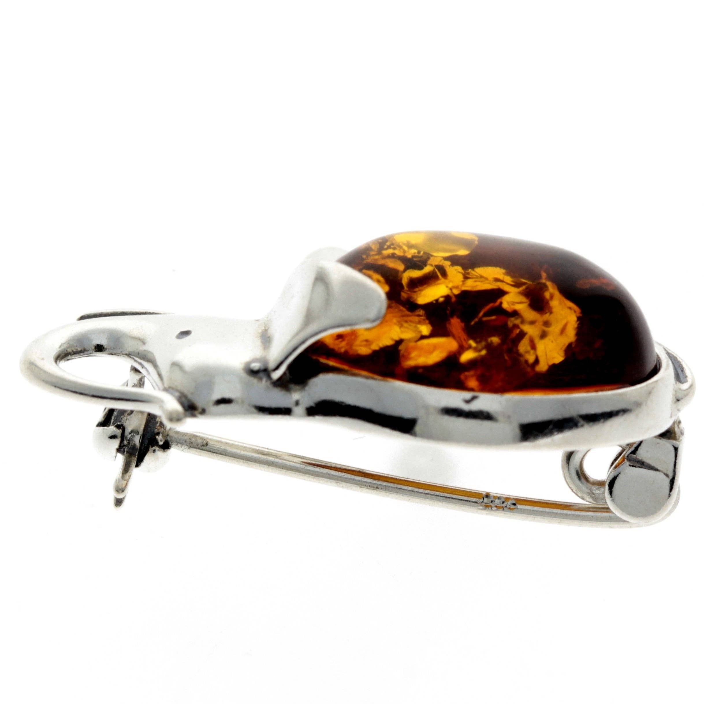 SilverAmber Jewellery - Wholesale Brooch - 925 Sterling Silver & Baltic Amber Elephant Brooch - 40102
