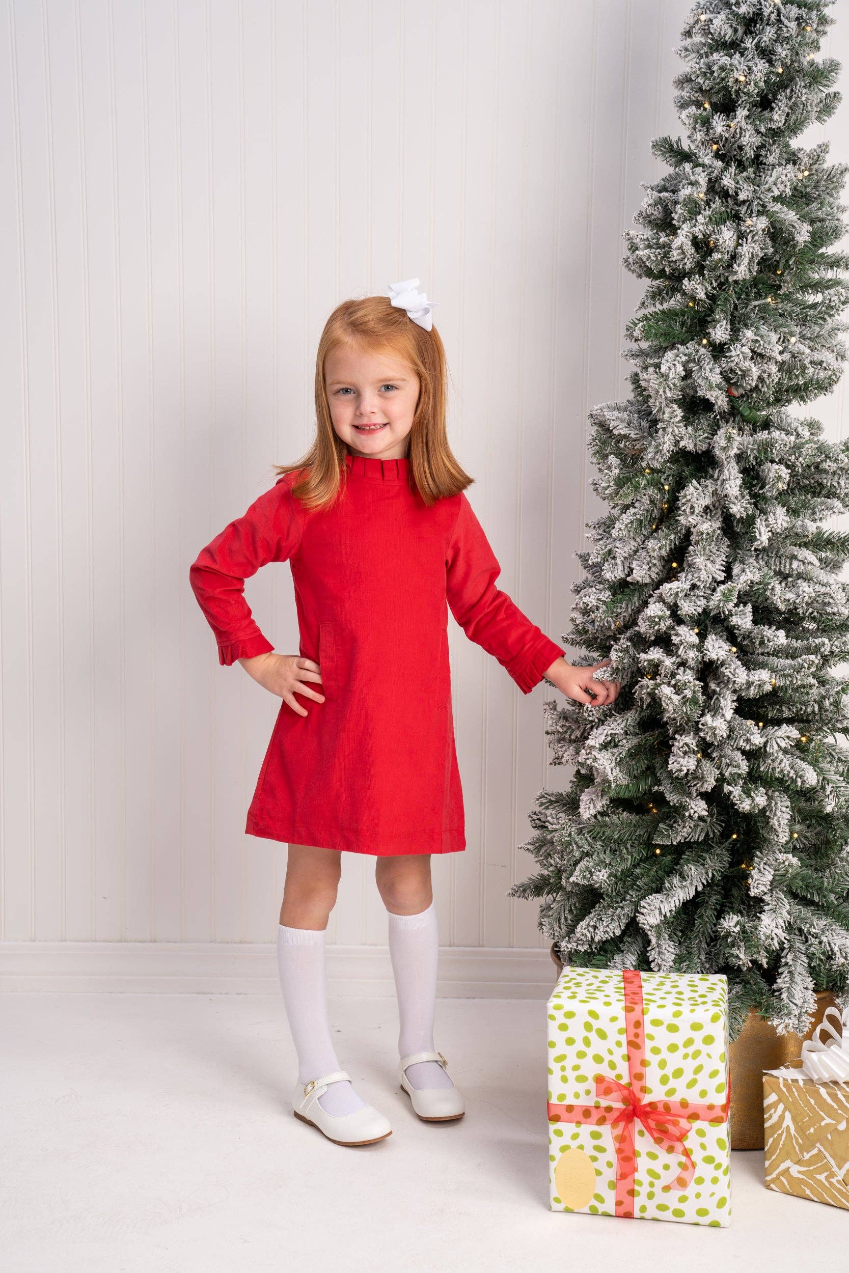 The Oaks Apparel Company - Wholesale Dress - Kids - Kate Red Cord Dress1