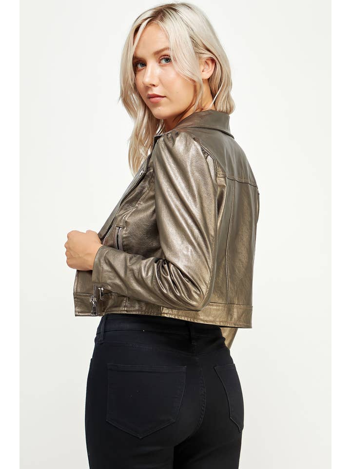 Strut & Bolt – Großhandel Lederjacke – Damen – Jacke aus Kunstleder mit Puffärmeln
