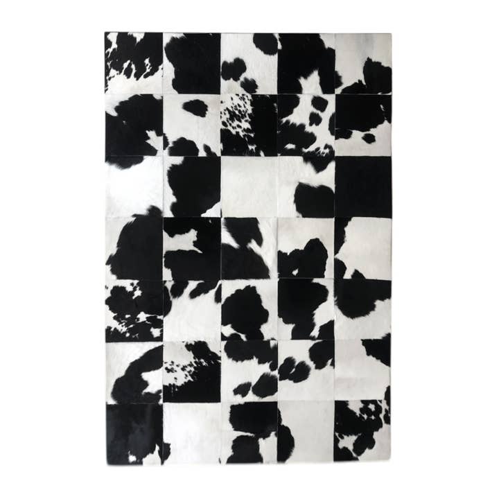 Karelias And Sons - Wholesale Area Rug - Black & White Cow Print Cowhide Patchwork Rug