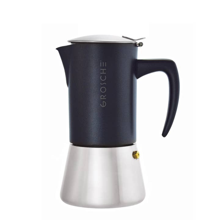 GROSCHE International – wholesale Espresso maker – GROSCHE MILANO Steel Stovetop Espresso Maker - Black