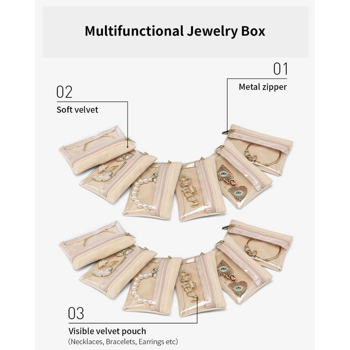 wandf - Wholesale Jewelry Box/Organizer - 6Pcs Portable Jewelry Storage Pouch, Transparent Zipper Bags10