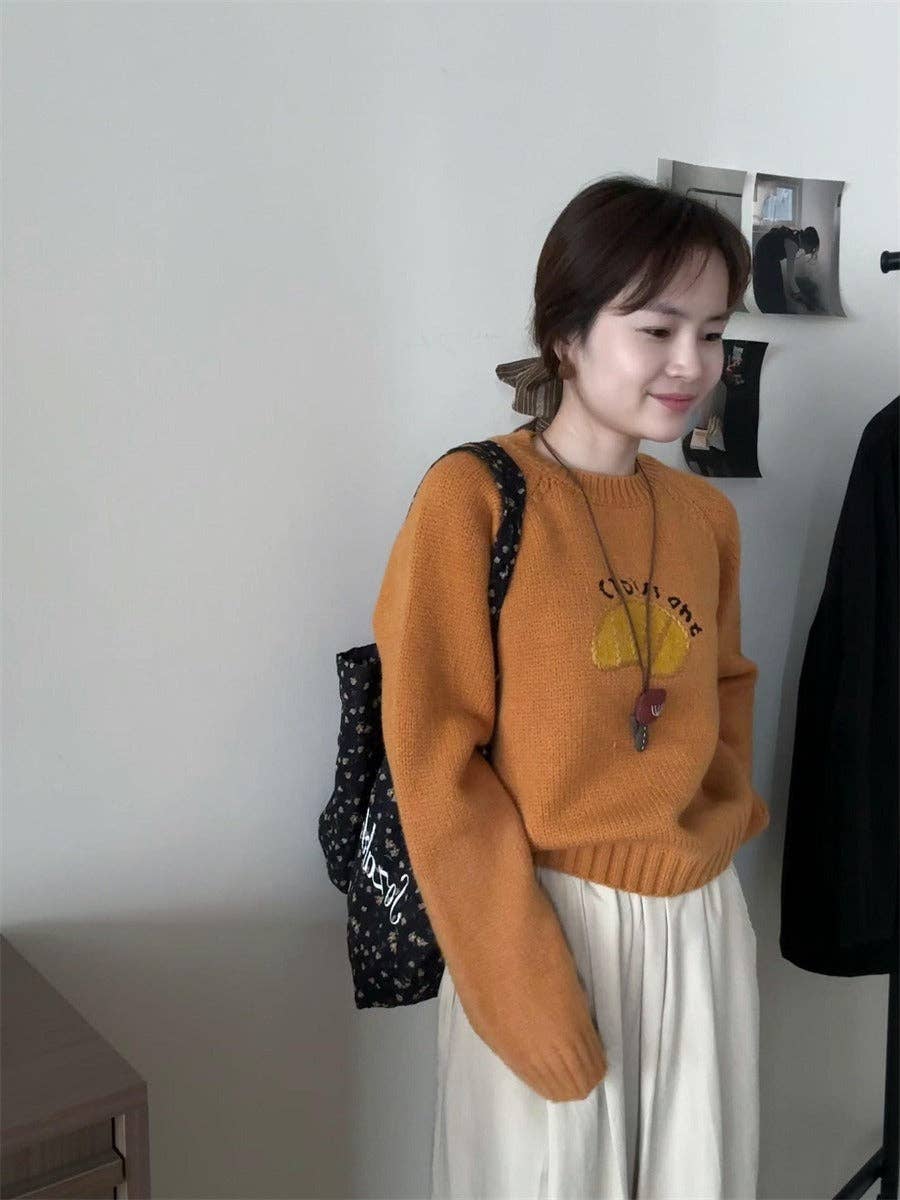 Marayn - Wholesale Knit Sweater - Women's - Cute Korean Style Cartoon Letter Knit Sweater41