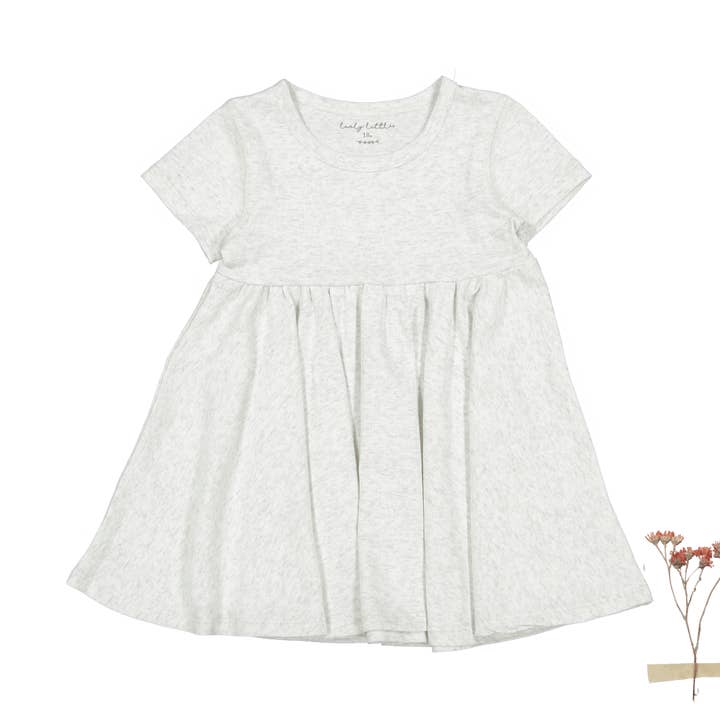 Jurk met korte mouwen - Oatmeal voor wholesale door Lovely Littles